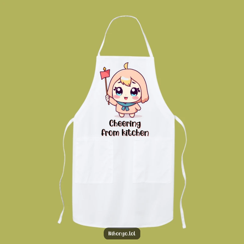 Funny Character Apron: Cook with Cheer, Waving Flag Edition
