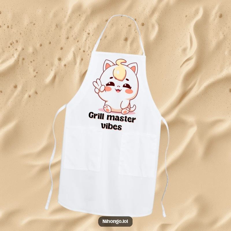 Funny apron featuring a character happily giving a shaka sign, ideal for the relaxed and happy cook.