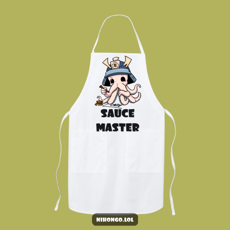 Funny Octopus Samurai Apron: Calligraphy Chef, Hilarious Kitchen Gift