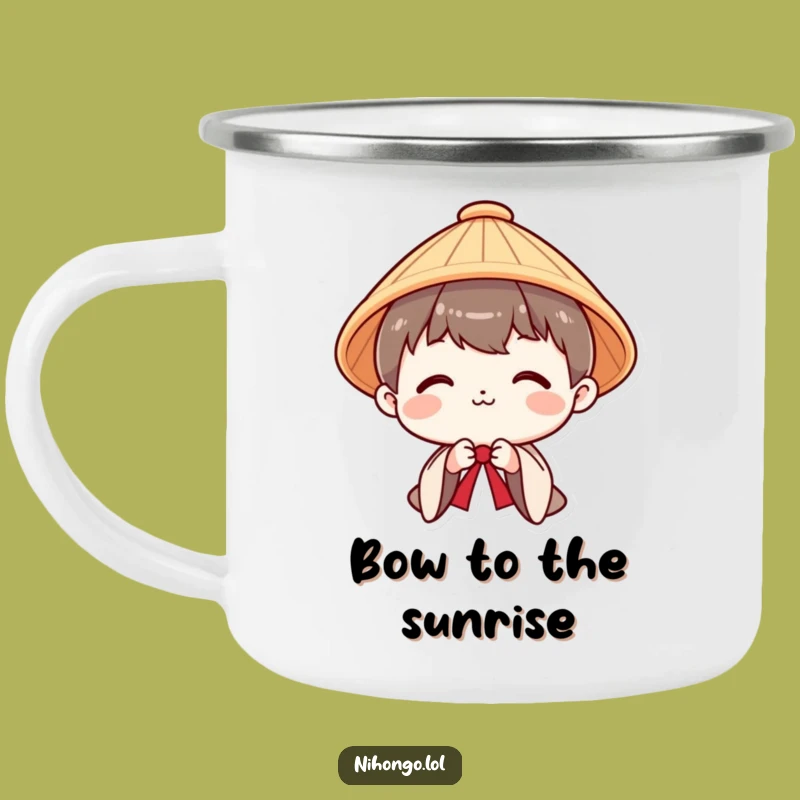 Funny Polite Bow Camping Mug: Humorous Gift for Respectful Adventures