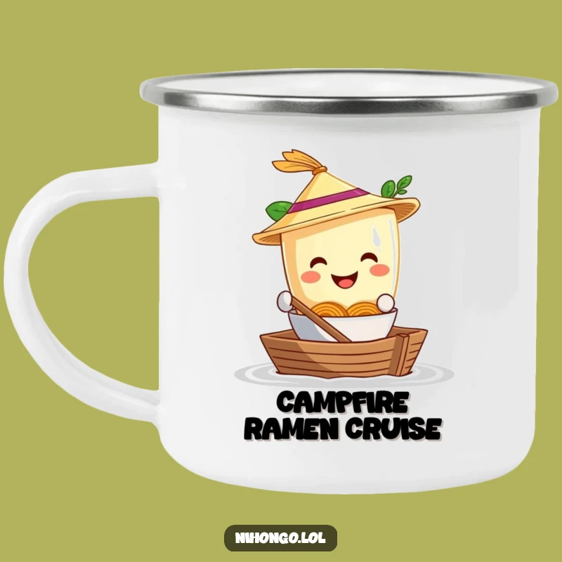 Funny Ramen Boat Camping Mug - Rugged and Hilarious Noodle Adventure Drinkware