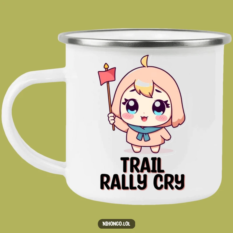 Funny Character Camping Mug: Sip Your Cheers with this Waving Flag Design