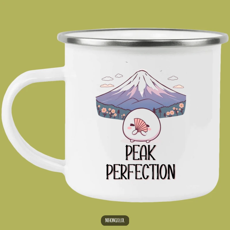 Funny Mochi Camping Mug: Humble Fuji Bow, Hilarious Outdoor Japan Gift