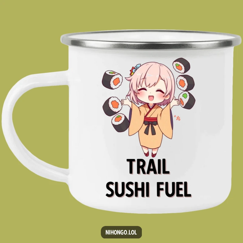 Funny Sushi Juggling Kimono Camping Mug - Hilarious Outdoor Adventure Gift