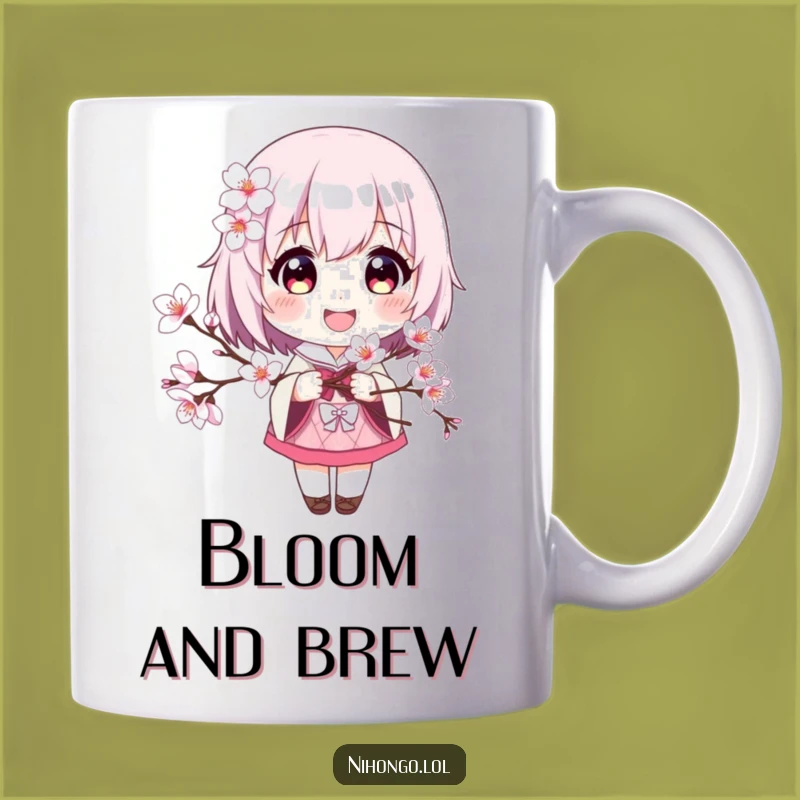 Funny Cherry Blossom Smile Mug: Adorable Character Gift for Nature Lovers