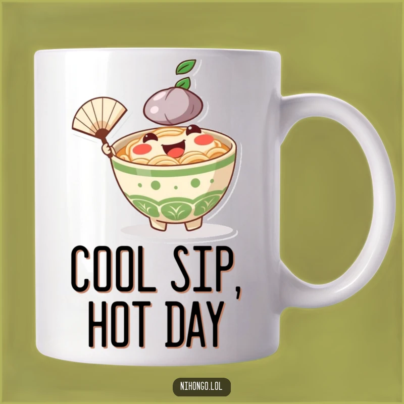 Funny Ramen Bowl Fan Mug: Adorable Cheerful Character, Perfect Funny Gift for Noodle Lovers