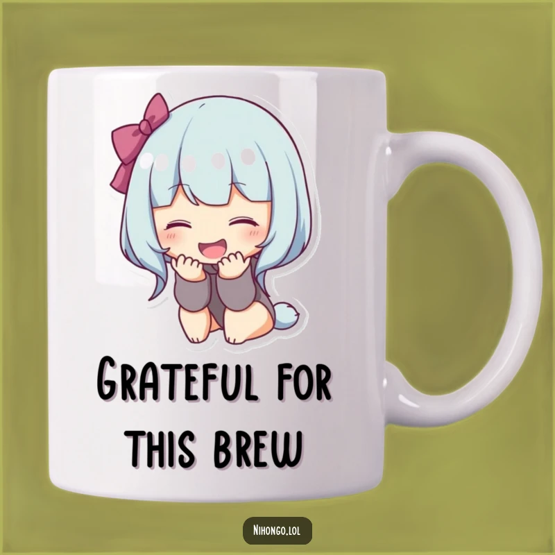 Funny Bowing Character Mug: Express Gratitude with a Cheerful Smile