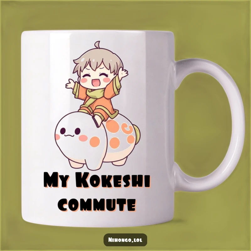 Funny Kokeshi Rider Mug - Joyful & Quirky Gift for Doll & Humor Fans