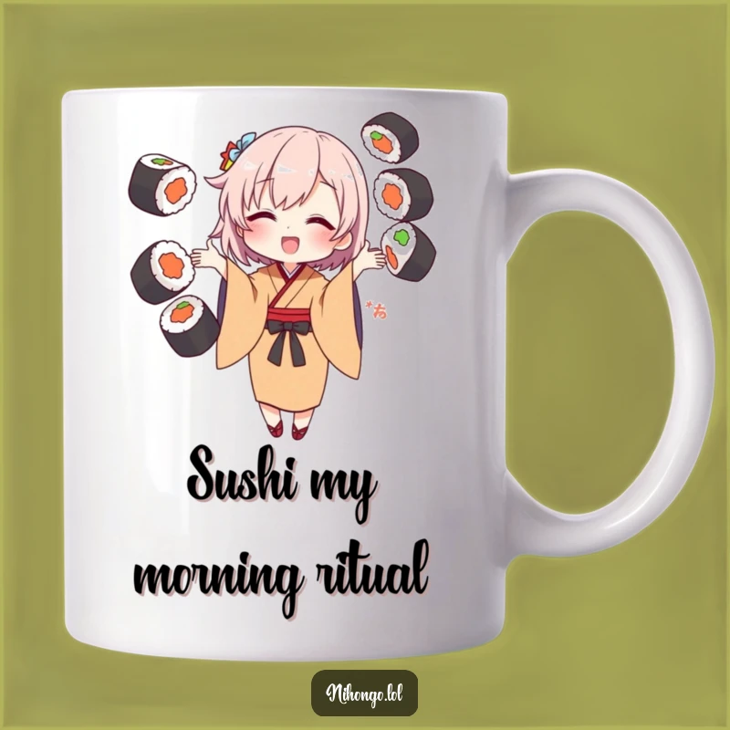 Funny Sushi Juggling Kimono Mug - A Hilarious Gift for Food Lovers
