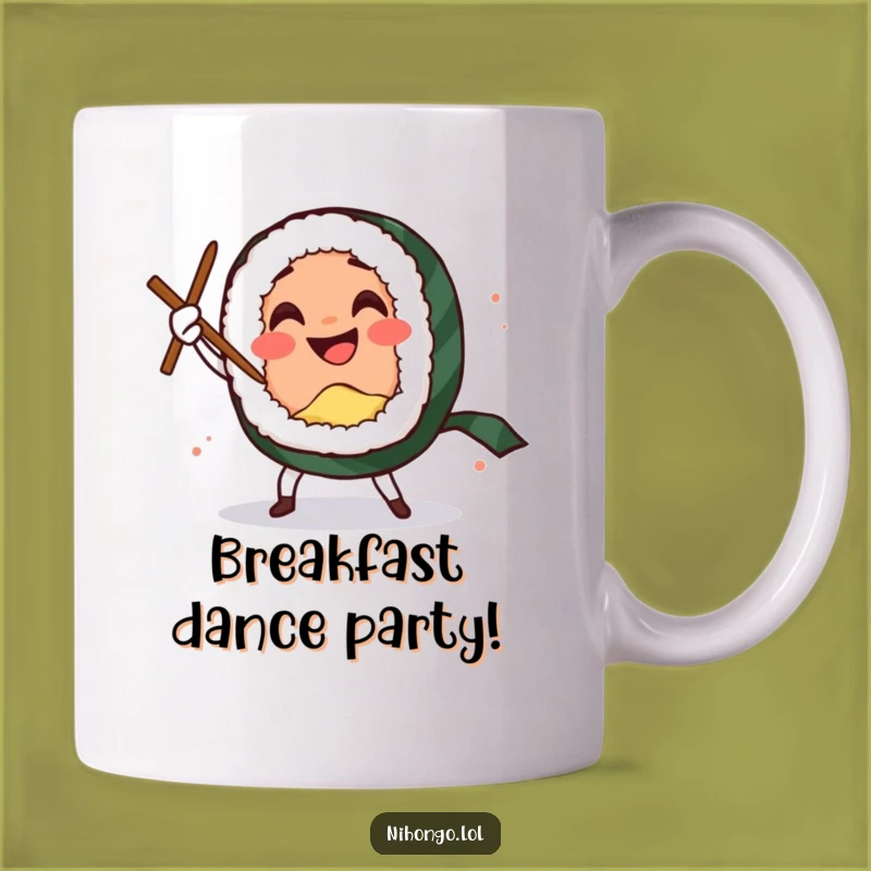 Funny Sushi Sword Dance Mug: Comedic Roll's Chopstick Moves, A Hilarious Funny Gift