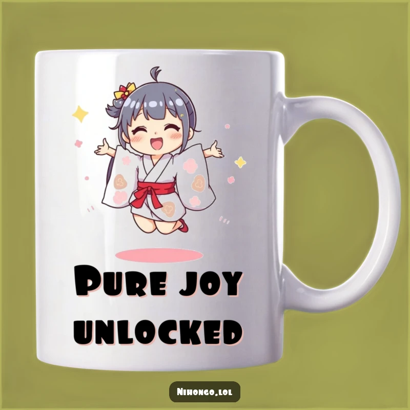Funny Kimono Jump Character Mug - Joyful Celebration, Perfect Fun Funny Gift