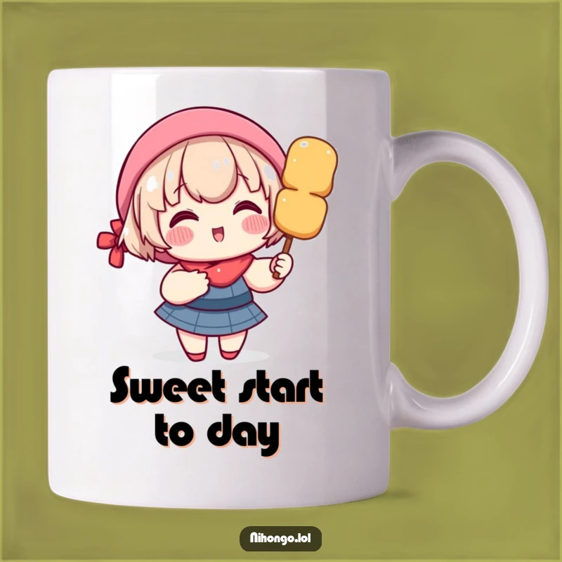Funny Dango Lover Mug: Rosy Cheeks, Delighted Character, Sweet Funny Gift