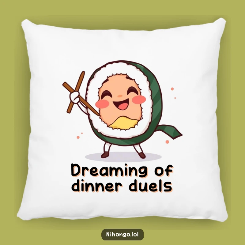 Funny Sushi Sword Dance Pillow: Comedic Roll Comfort, A Cozy Funny Gift