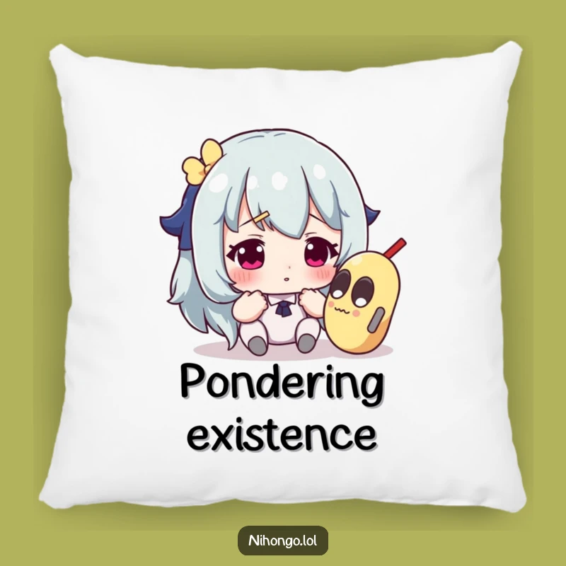 Funny Pillow: Perplexed Character and Strange Item, Cozy Comfort Gift for Humor
