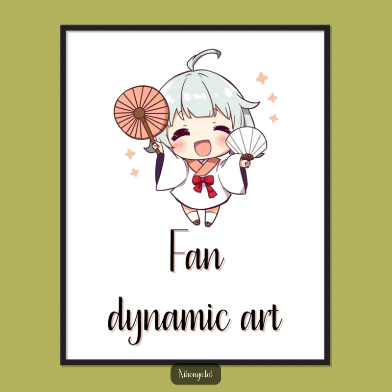Funny Fan Waving Digital Art Print - Dynamic Brush Strokes for Energetic Walls