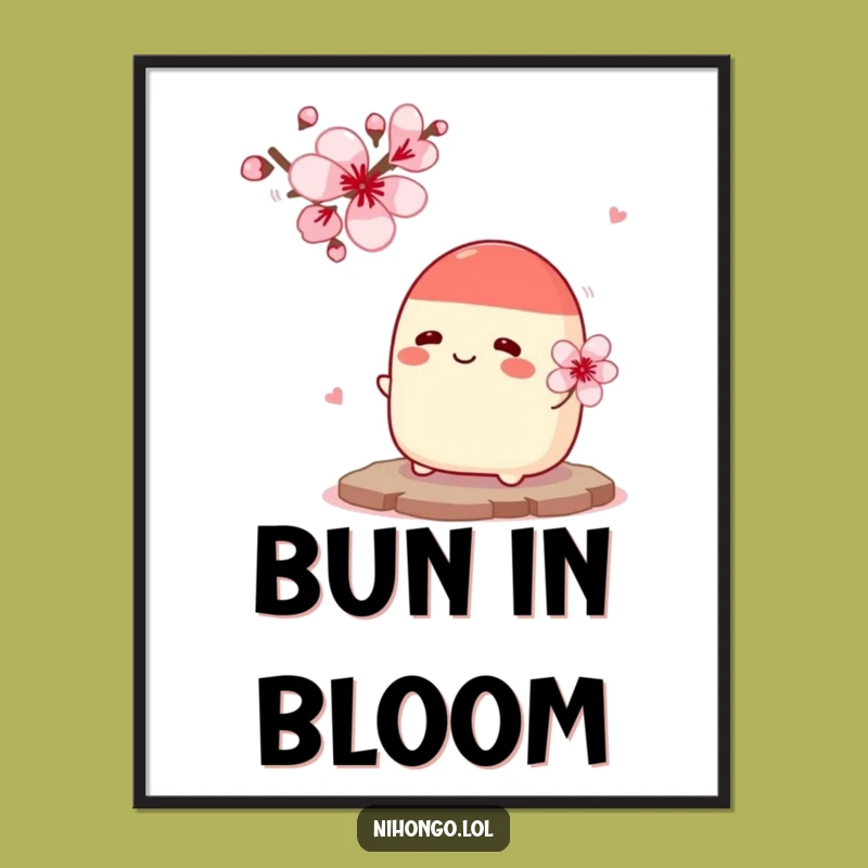 Funny Bean Bun Flower Digital Art - Instant Sweet Romance Decor Download