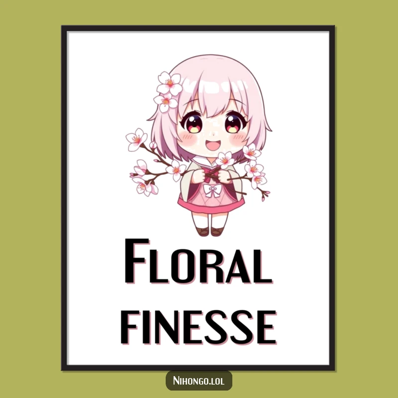 Funny Cherry Blossom Digital Art: Smiling Character Print for Instant Joy Gift