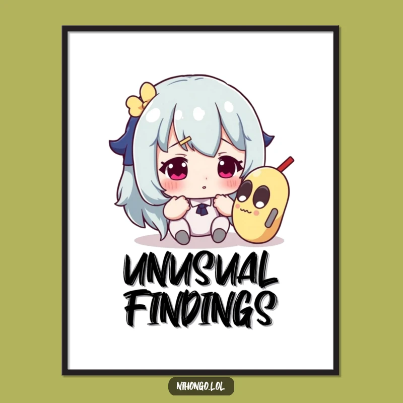 Funny Digital Art: Character's Odd Object Encounter, Instant Humorous Decor Gift