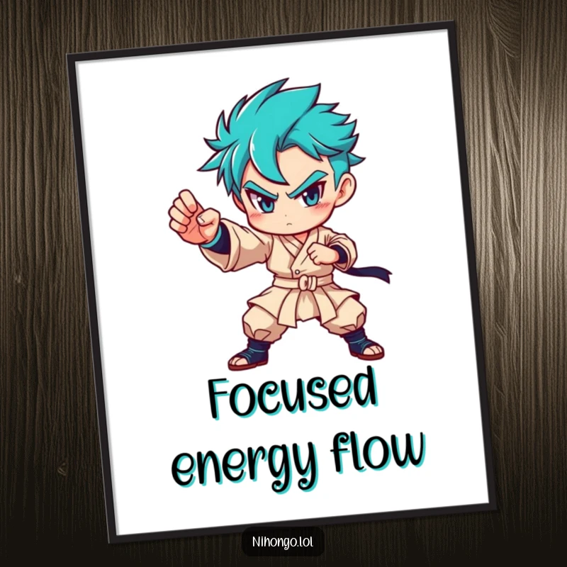 Funny digital art print of a determined character striking a powerful martial arts pose, offering instant inspiration and humor.