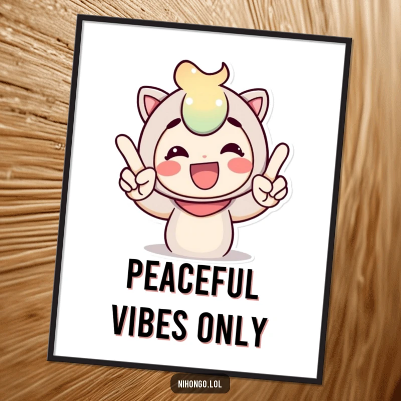 Funny digital art of a cheerful character giving a peace sign with expressive fingers, downloadable for instant joy and positive vibes.