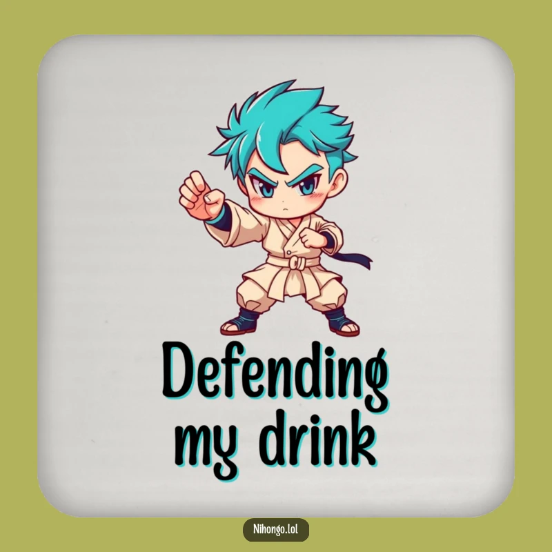Funny Martial Arts Coaster Set: Protect with Power, Unique Gift