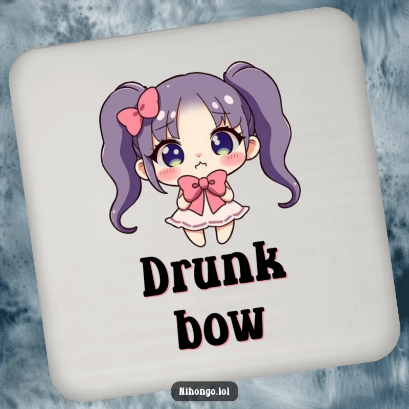 Funny drink coasters featuring a character in a clumsy, exaggerated bow, perfect for adding humor to any drink setting.