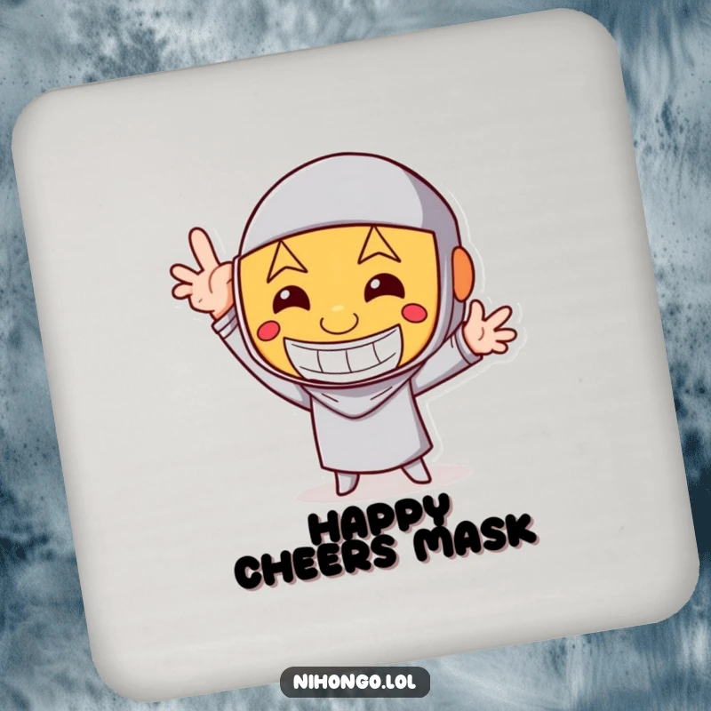 Funny Coasters: Character wearing a happy mask strikes a funny pose, adding whimsical humor and charm to protect your surfaces.