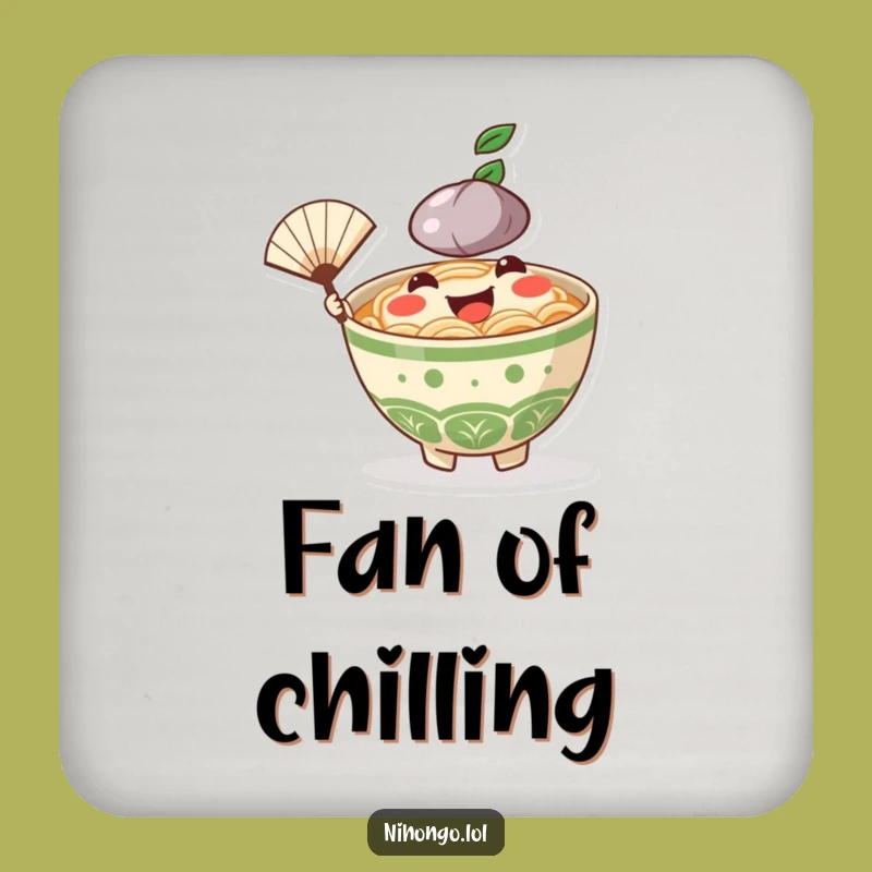 Funny Ramen Bowl Fan Coaster: Cheerful Drink Protector, Protects Surfaces with Humor