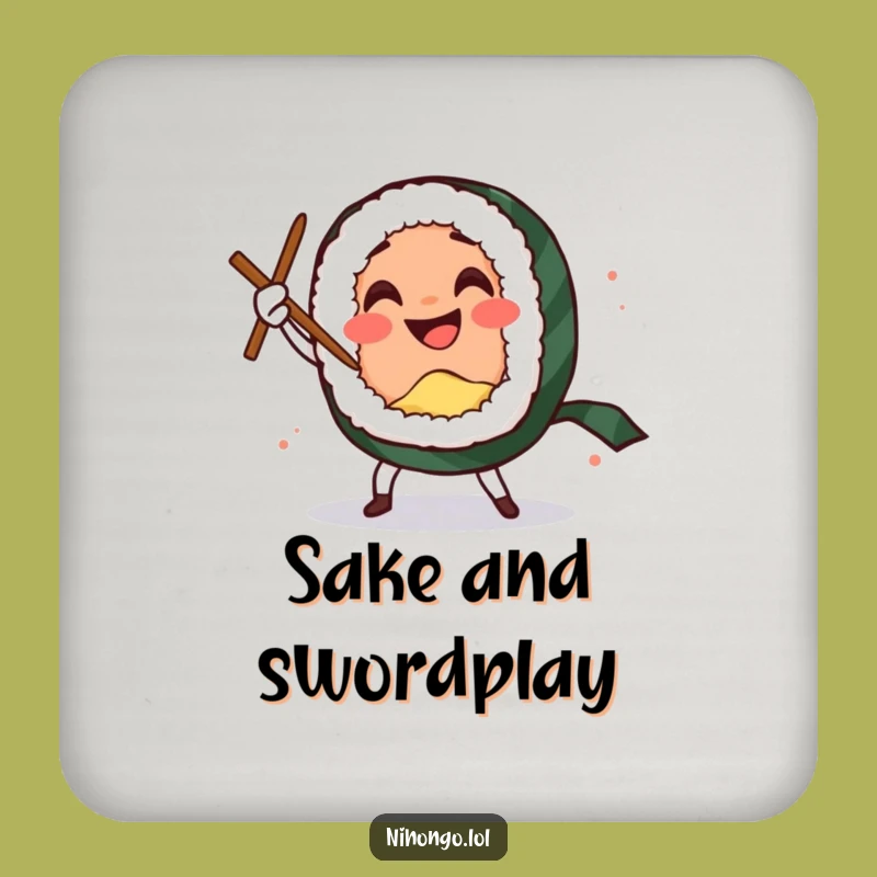 Funny Sushi Sword Dance Coasters: Comedic Roll's Flair, A Chic Funny Gift Set