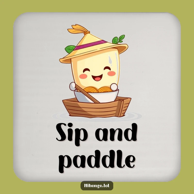 Funny Ramen Boat Drink Coaster - Protect Surfaces with Hilarious Noodle Art