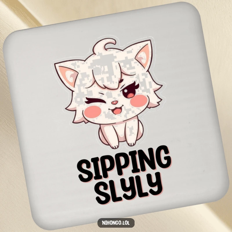 Funny coaster featuring a character winking with a mischievous grin, adding a touch of playful charm and protecting surfaces from spills.