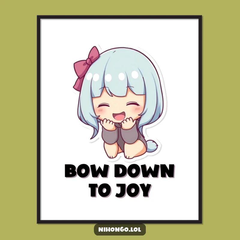 Funny Bowing Character Poster: Wall Art to Inspire Gratitude and Joy