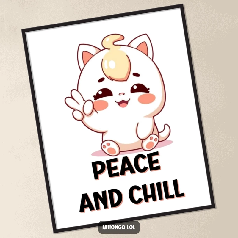 Funny poster of a character happily giving a shaka sign, radiating relaxed and joyful energy, perfect for wall art.