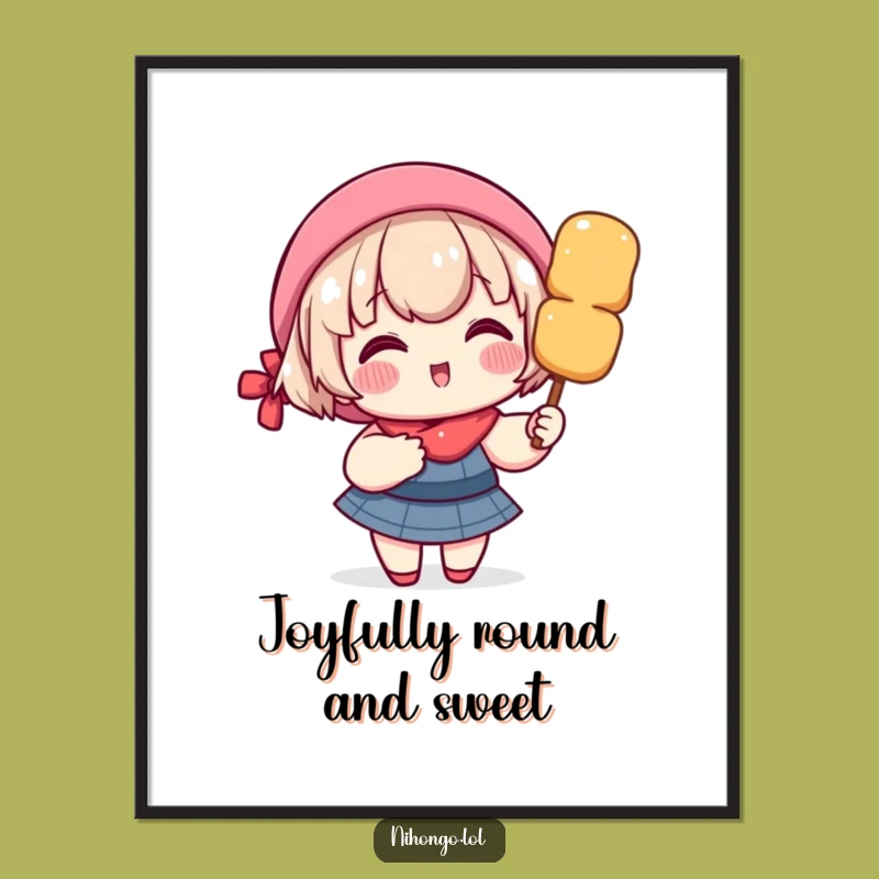 Funny Dango Skewer Poster: Rosy Cheeks Character Art, Sweet Funny Gift