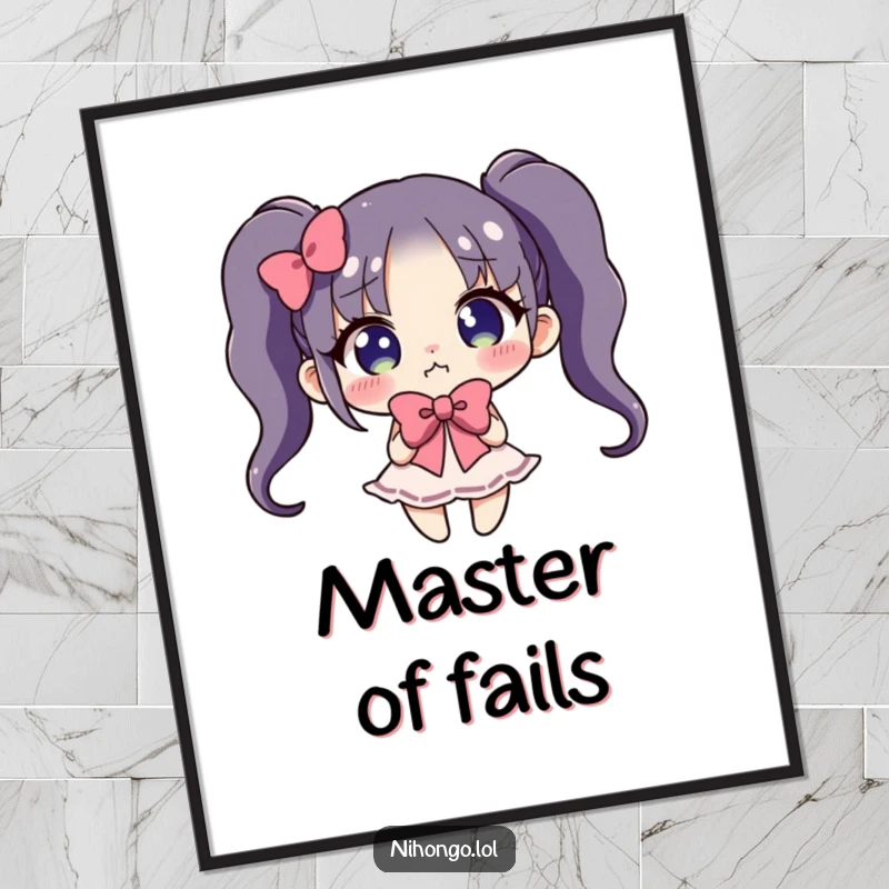 Funny poster capturing a character in a ridiculously exaggerated and clumsy bow, emphasizing the humor of awkwardness.