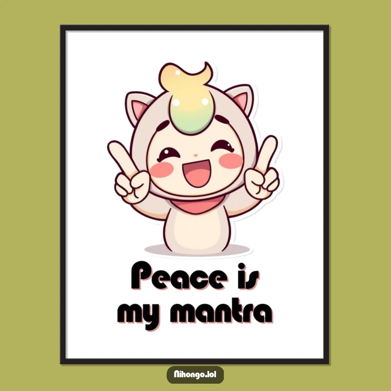 Funny Peace Sign Poster: Cheerful Character Spreading Happiness on Your Wall