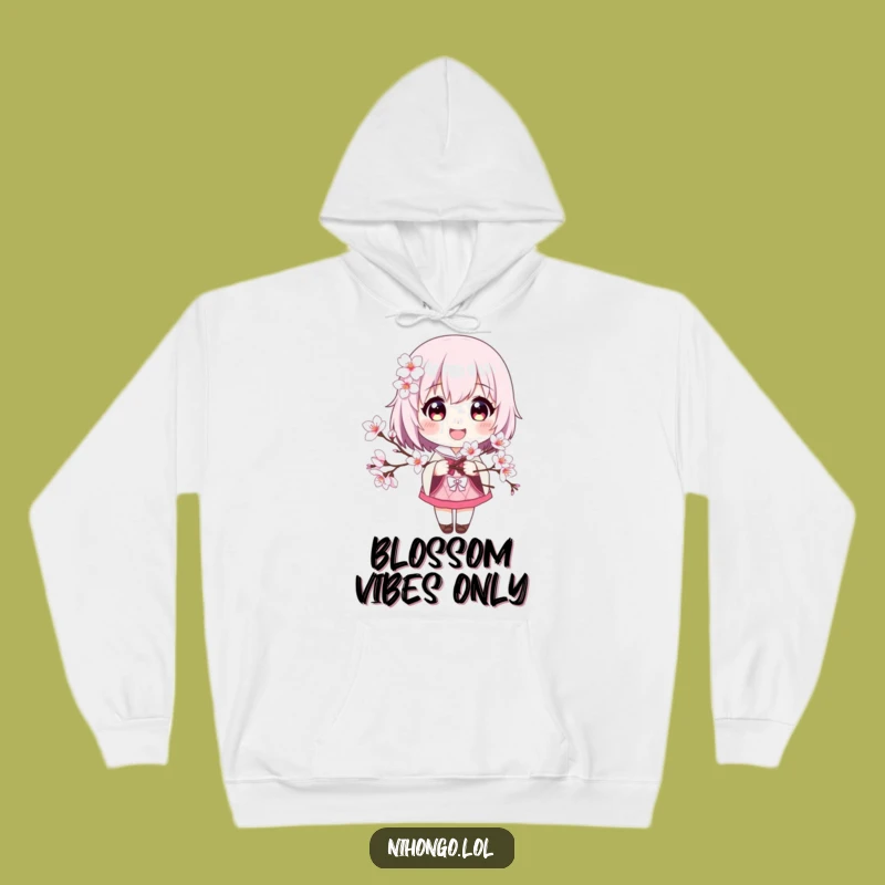 Cozy Funny Cherry Blossom Hoodie: Smiling Character Comfort & Style Gift