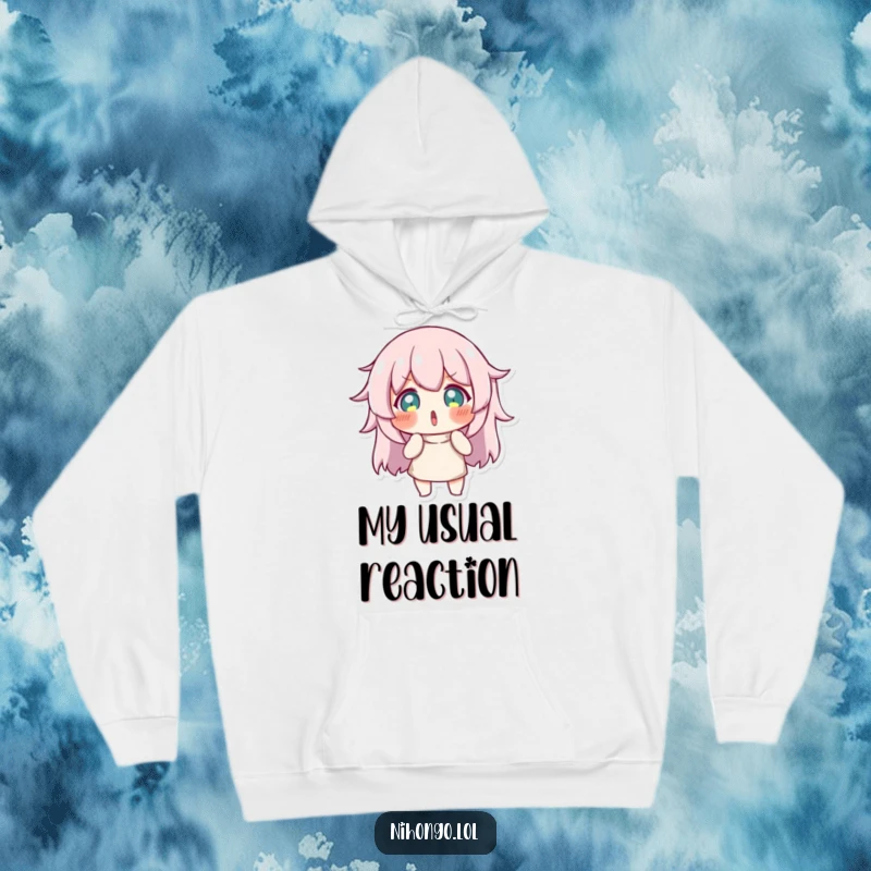 Funny hoodie featuring a character frozen in a comically surprised pose, perfect for humorous comfort and expressing shock.