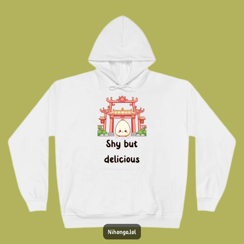 Funny Onigiri Temple Hoodie - Cozy and Shy Rice Ball Adventure Apparel