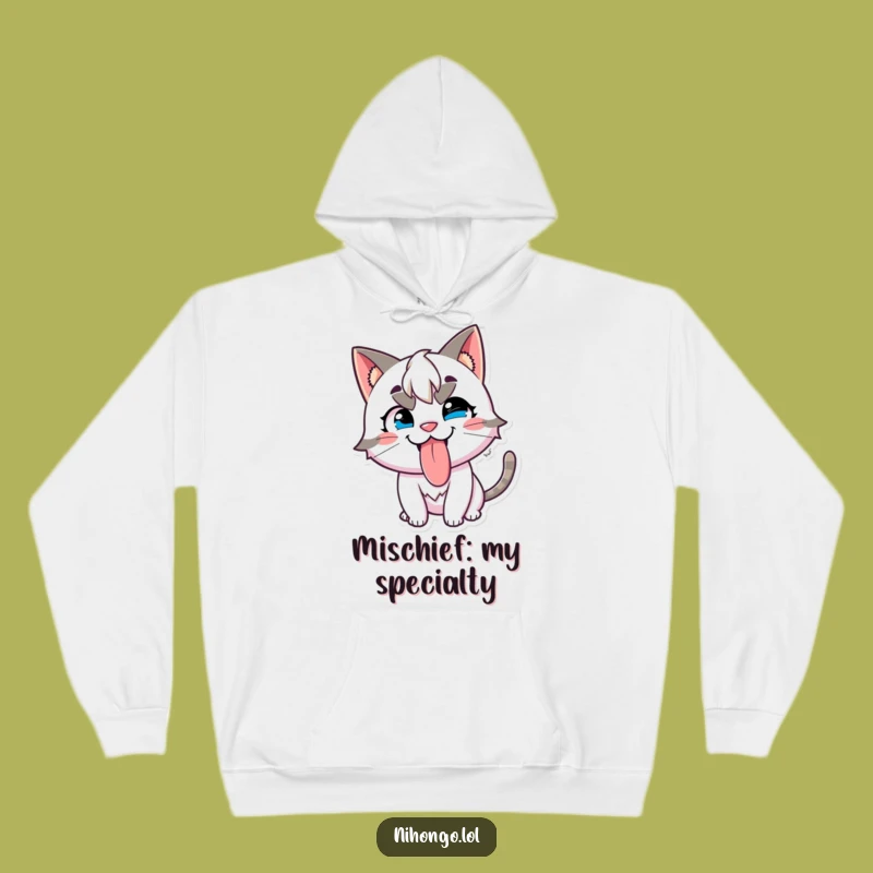 Funny Mischievous Cat Hoodie: Tongue Out Comfort, A Cozy Funny Gift
