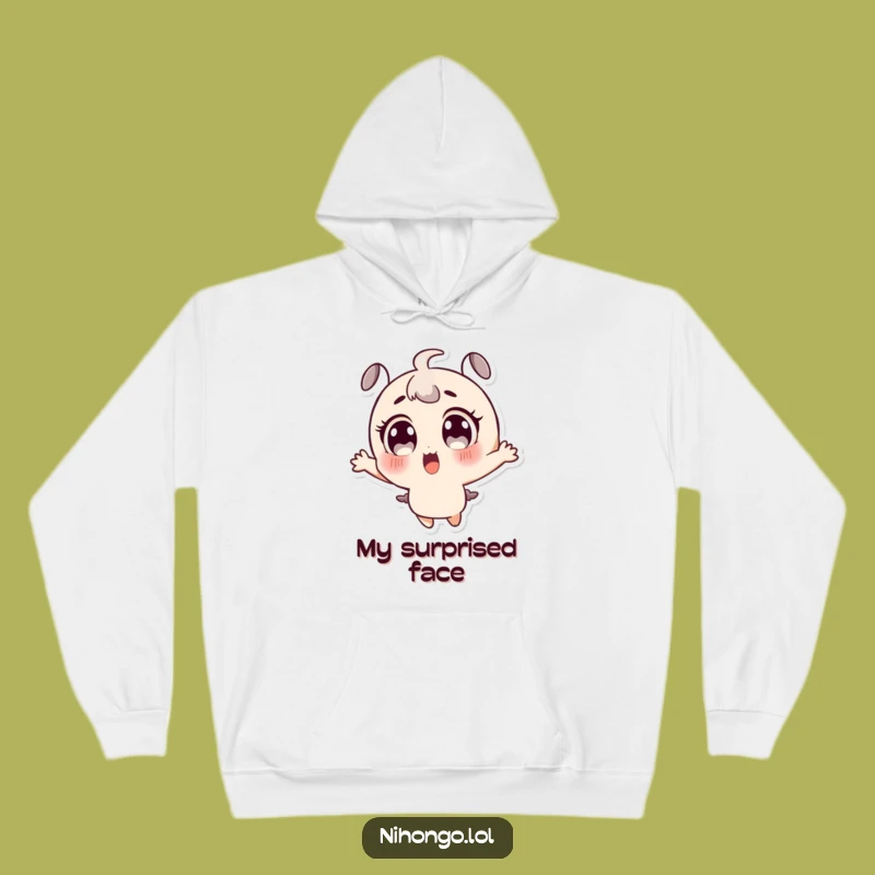 Funny Surprised Character Hoodie: Expressive Eyes Jumping in Delight, Cozy Funny Gift