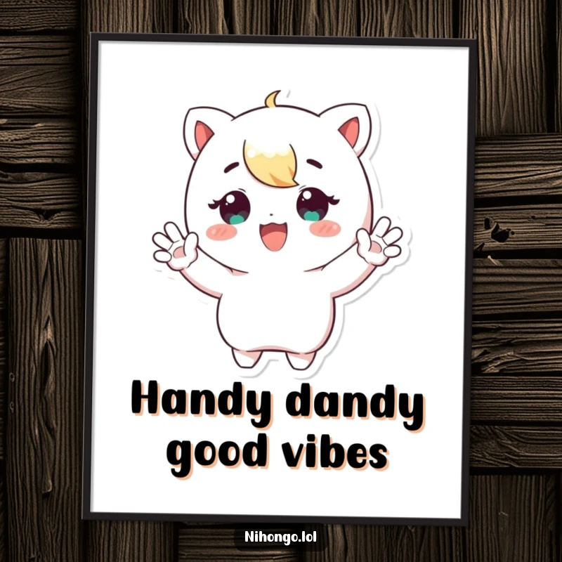 Funny Free Printable Wall Art: A character enthusiastically waving both of their small hands in greeting.