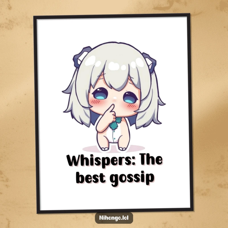 Funny Free Printable Wall Art: A character whispering conspiratorially with a finger to lips, adding a fun secret.