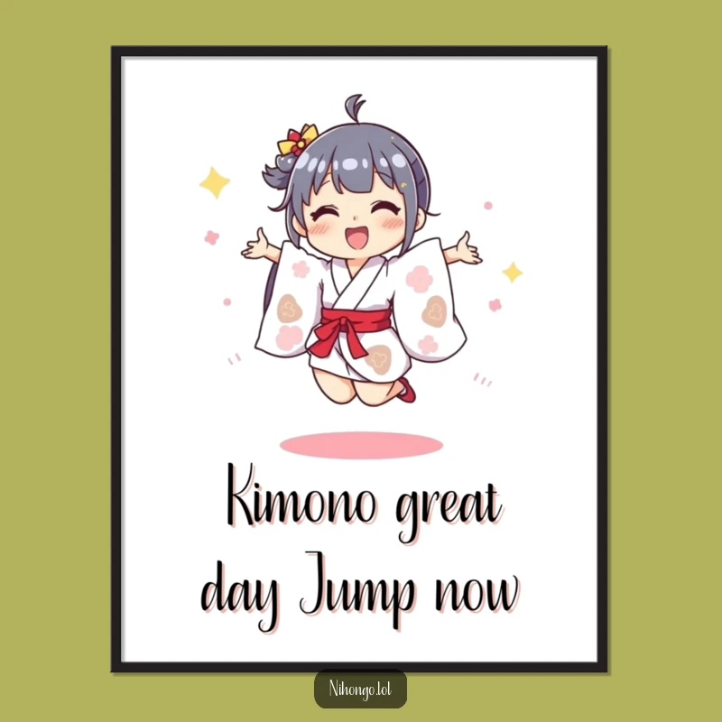 Funny Kimono Wall Art: Free Printable DIY Joyful Jumps for Festive Decor