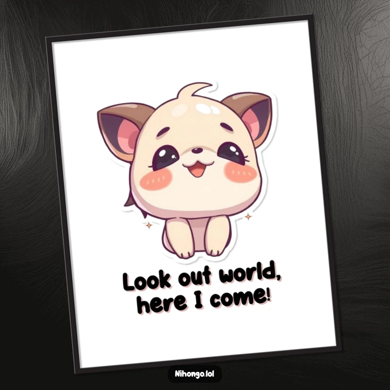 Funny Free Printable Wall Art: A character looking upwards with a curious and incredibly joyful expression.