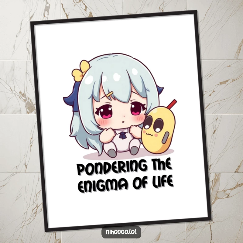 Funny Free Printable Wall Art: A character questioning an odd object, adding humor and personality to any room.