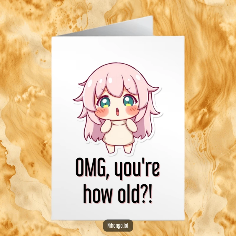 Funny Free Printable Birthday Card: A character with wide eyes and jaw dropped in comically surprised disbelief.