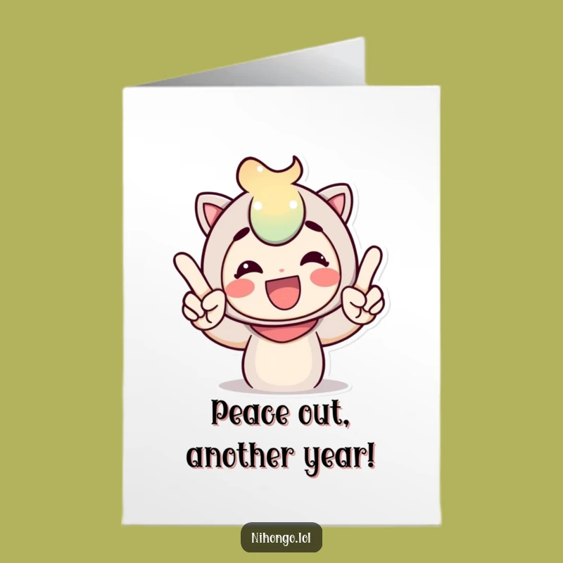 Free Printable Birthday Card: Funny Peace Sign character, a Hilarious Downloadable Gift for Instant Joy