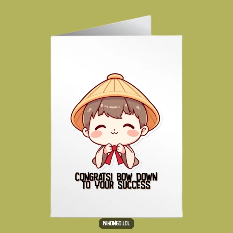 Free Printable Congrats Card: Polite Japanese Bow Funny Downloadable Gift