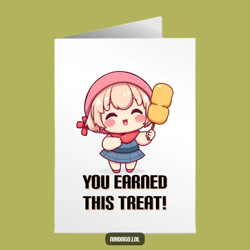 Free Printable Congratulations Card: Dango Joy Character - Celebrate with Treats Gift